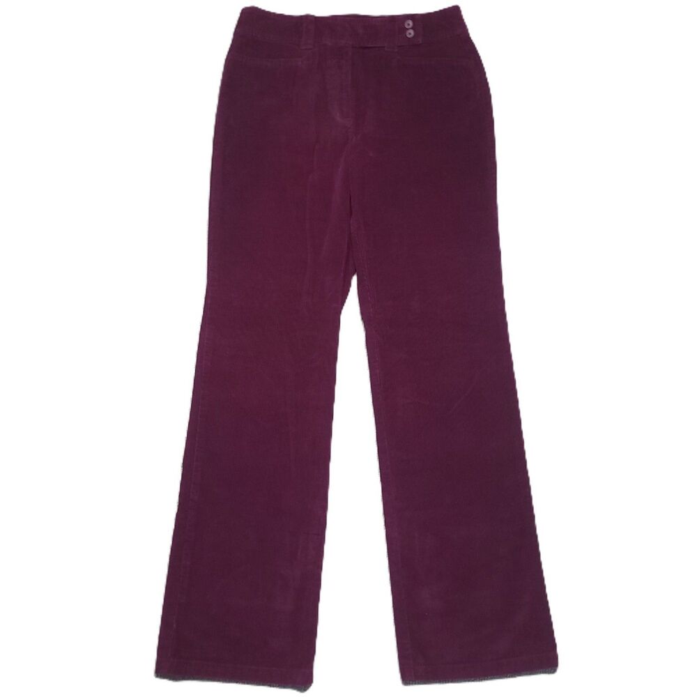 Talbots Purple Corduroy Pants Women’s Size 8 Stretch Double-Button Tab